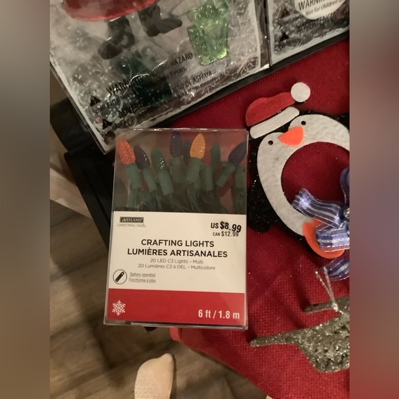 Christmas decorations package, ornaments, lights, gel window decals, sock holder - Picture 7 of 10